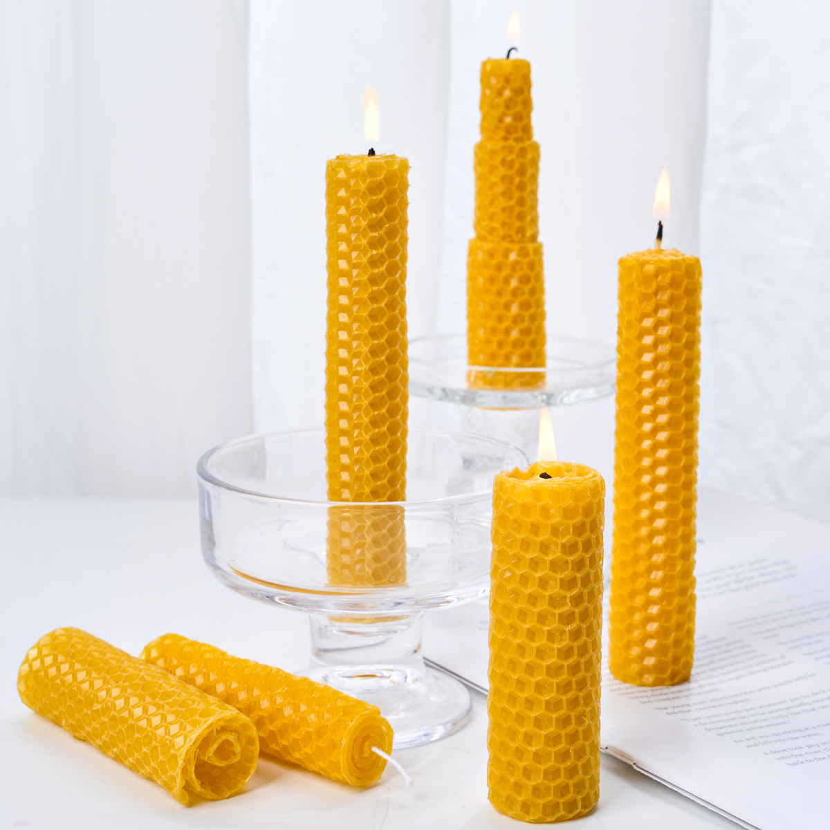 Beeswax Taper Candle - 10 sztuk płatki wosku pszczelego DIY